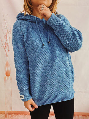 
                  
                    Joiyi Hooded Sweater with Long Sleeves and Drawstring - JOIYI
                  
                