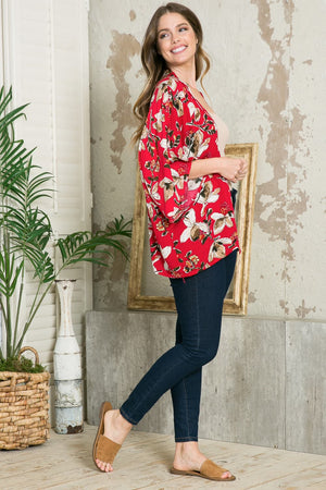 
                  
                    Justin Taylor Floral Open Front Three-Quarter Sleeve Cardigan - JOIYI
                  
                