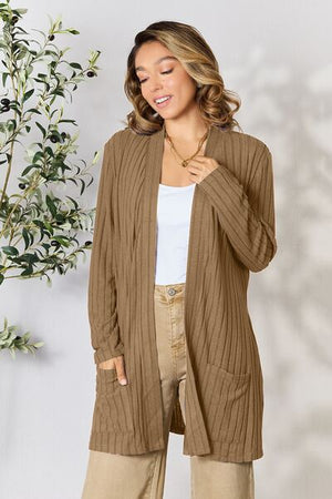 
                  
                    Joiyi Essential Ribbed Full-Size Cardigan with Pockets - JOIYI
                  
                