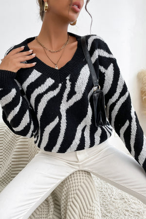 
                  
                    Zebra Print Sweater - JOIYI 
                  
                