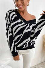 Zebra Print Sweater - JOIYI 