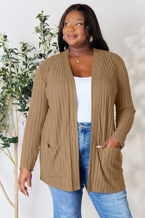 
                  
                    Joiyi Essential Ribbed Full-Size Cardigan with Pockets - JOIYI
                  
                
