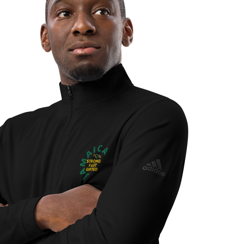 
                  
                    Jamaica. Strong. Fast. Gifted  Quarter Zip Pullover with Adidas logo - JOIYI 
                  
                